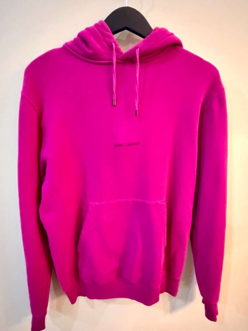 Saint Laurent Men's Fuchsia Hooded Sweatshirt